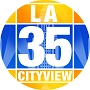 The yellow and blue circulare logo of LA Cityview Channel 35 local television