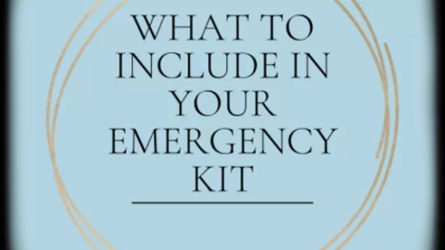 Title slide ahows the text:"WHAT TO INCLUDE IN YOUR EMERGENCY KIT"