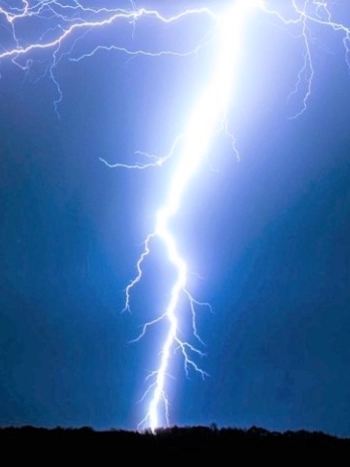 Lighning strike on a dark night.