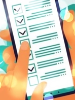 Shows drawing of a digital checklist on a smartphone device.